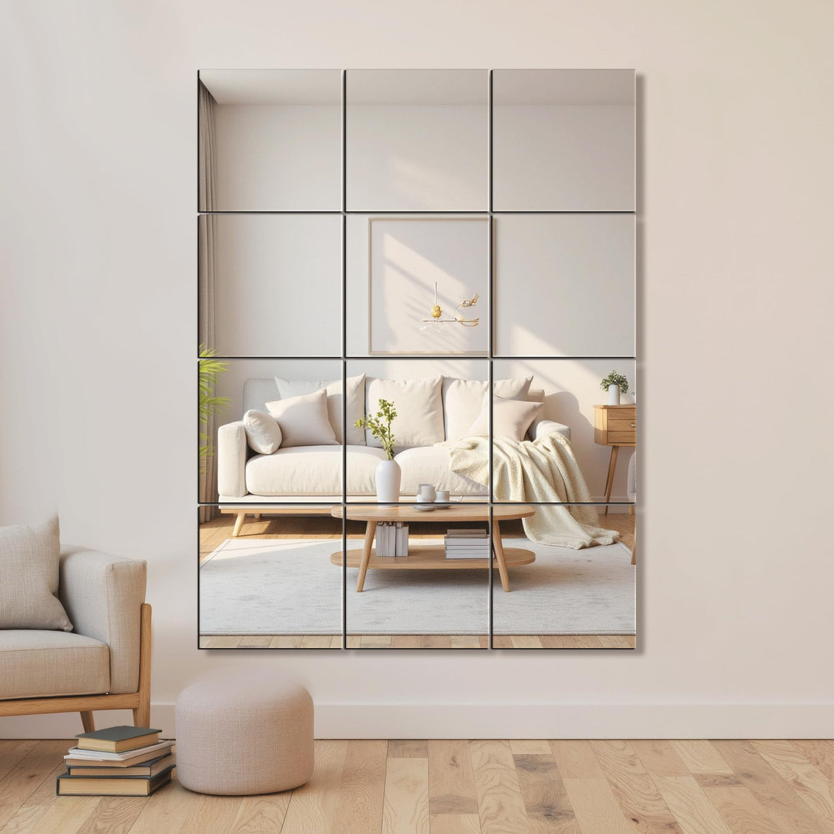 Delma Home Gym Mirrors, 12'' x 12'' Glass Mirror Tiles, 16 PCS