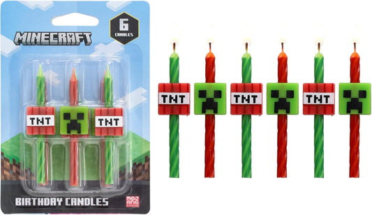 Minecraft Birthday Candles | Party Cake Decoration Toppers | 6 Count