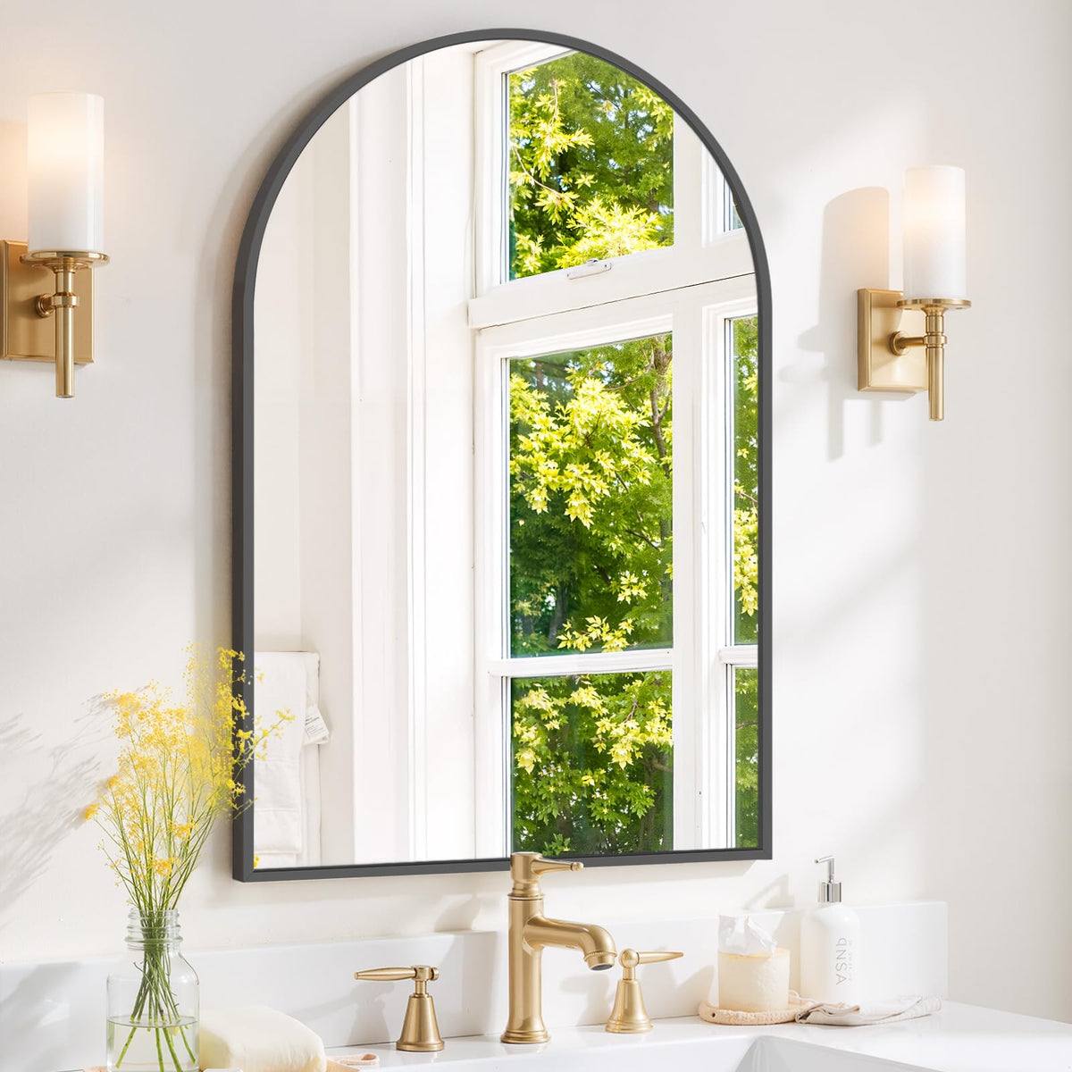Round Wall Mirror 30 Inch Gold Vanity Mirror with Metal Frame
