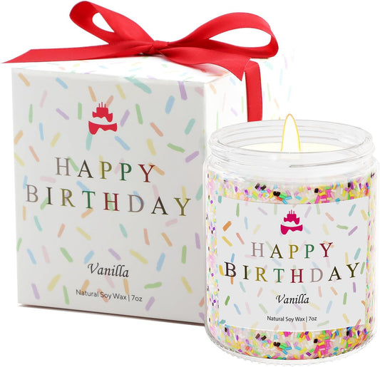 Lihome Happy Birthday Candle, Birthday Gifts for Women, Vanilla Soy Candles