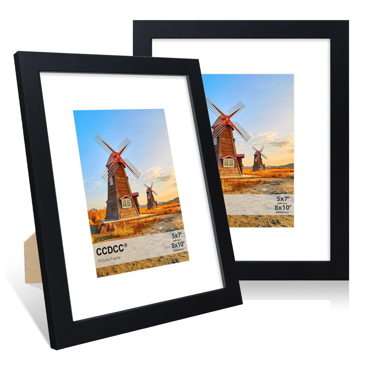 4x6 Picture Frame Set of 2, 4 x 6 Wood Photo Frames with Mat for 3.5x5, Rustic Natural Wooden Frame with Real Glass Cover for Wall and Tabletop Display,Distressed White