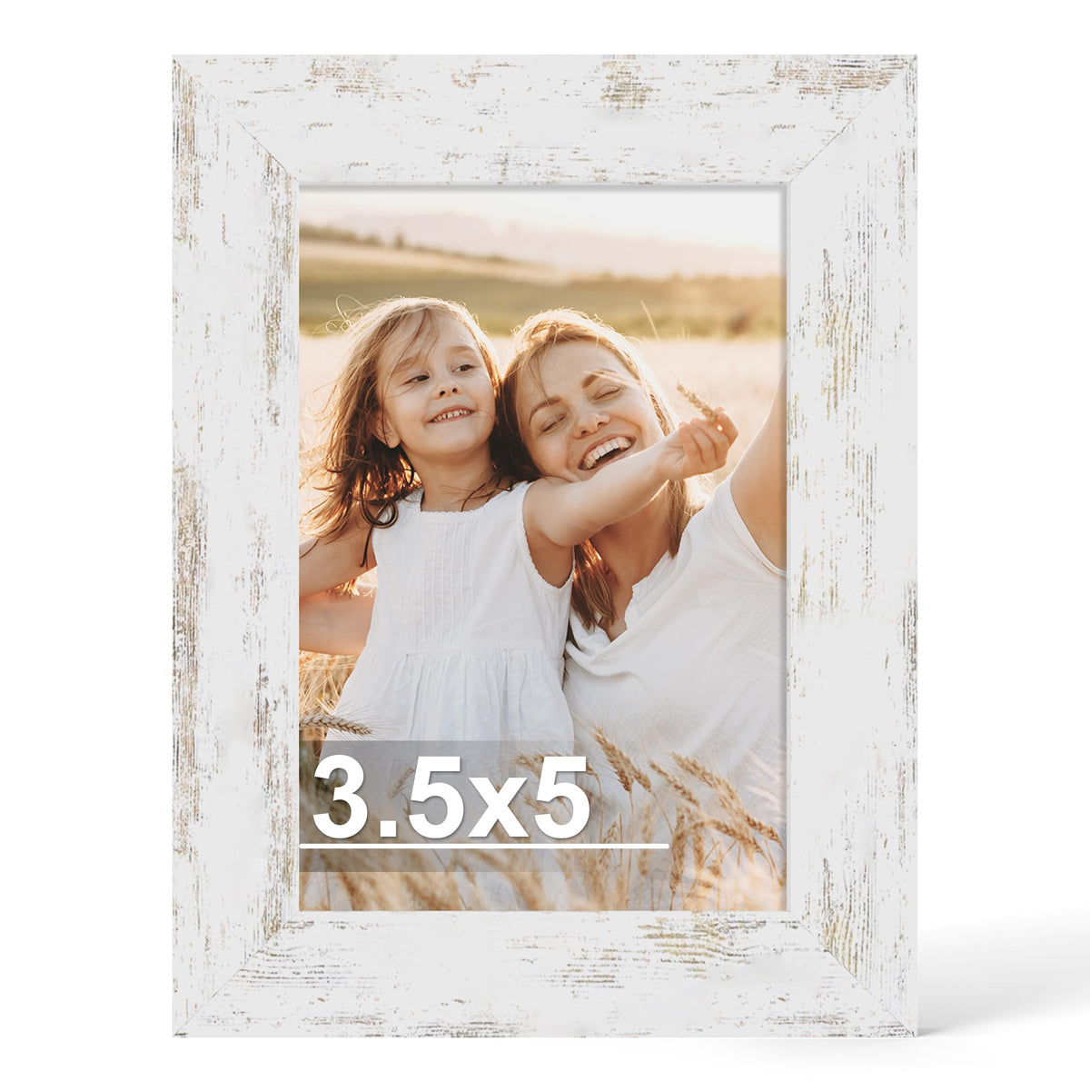 Hongkee 4x6 Picture Frame with Real Glass Wood Frame, 1 Pack (Mat 3.5x5)