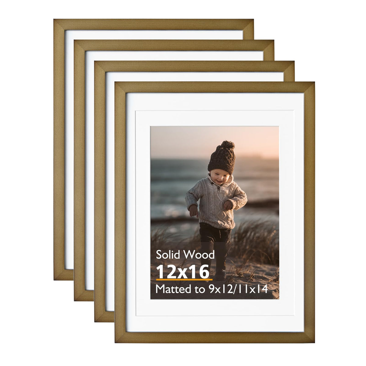 KINLINK 4x6 Frame Black, Solid Wood 4 x 6 Picture Frame with Acrylic Plexiglass for 3.5x5 with Mat, Tabletop and Wall Display Photo Frames 4x6 Black, 4 Pack