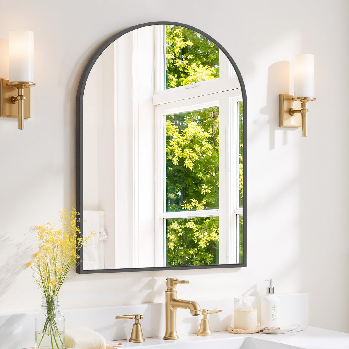 Round Wall Mirror 30 Inch Gold Vanity Mirror with Metal Frame