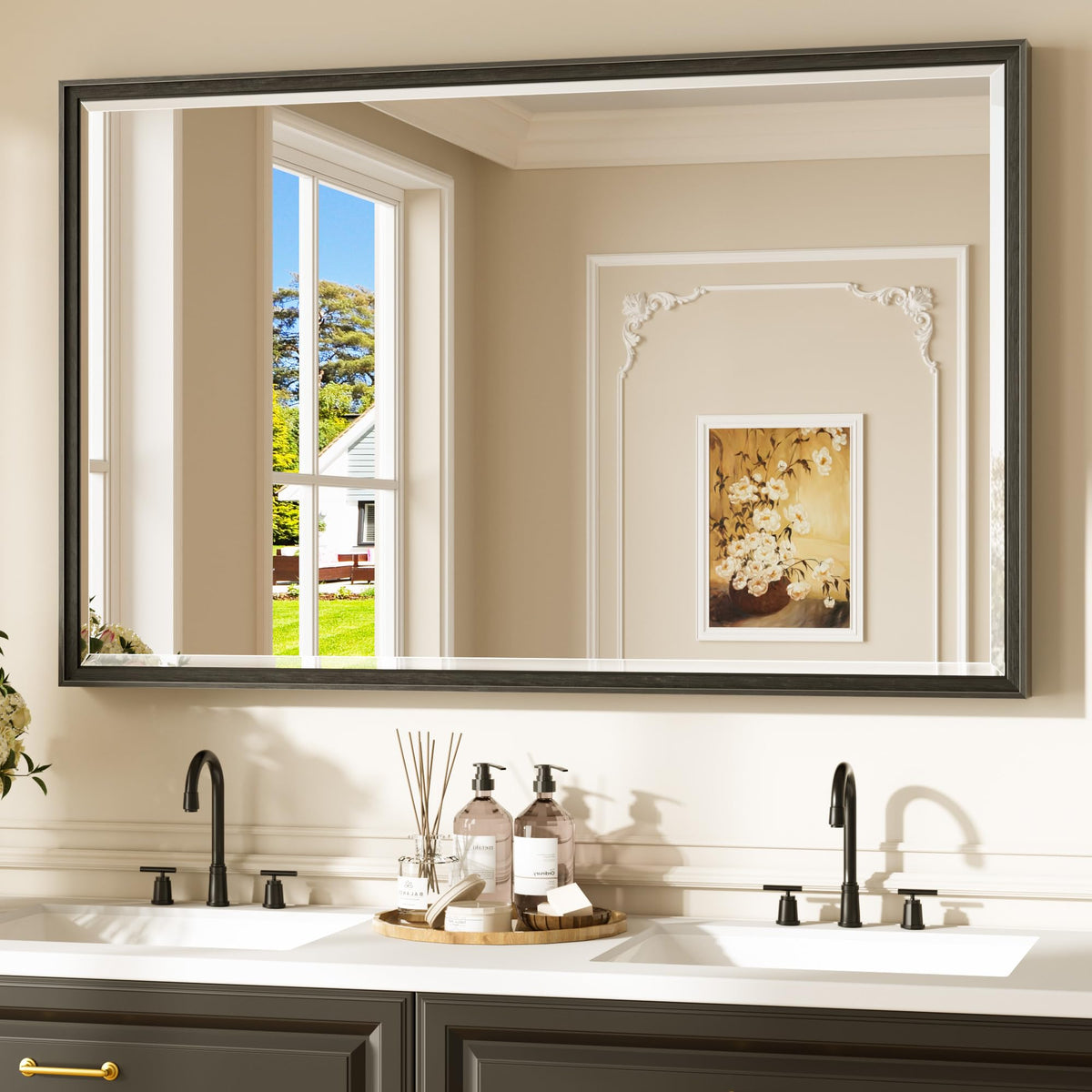 Keonjinn Brushed Nickel Bathroom Mirrors for Over Sink 20" x 30", Rectangle