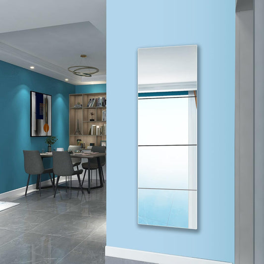 Full Length Mirror for Kids Safety Shatterproof Mirror, Plastic Wall Mirrors, Made Of Acrylic Plexiglass Mirrors, 4 Pcs 12"x12", Long Bedroom Door Closet Mirror's, Workout For Home Gym Body Mirror's