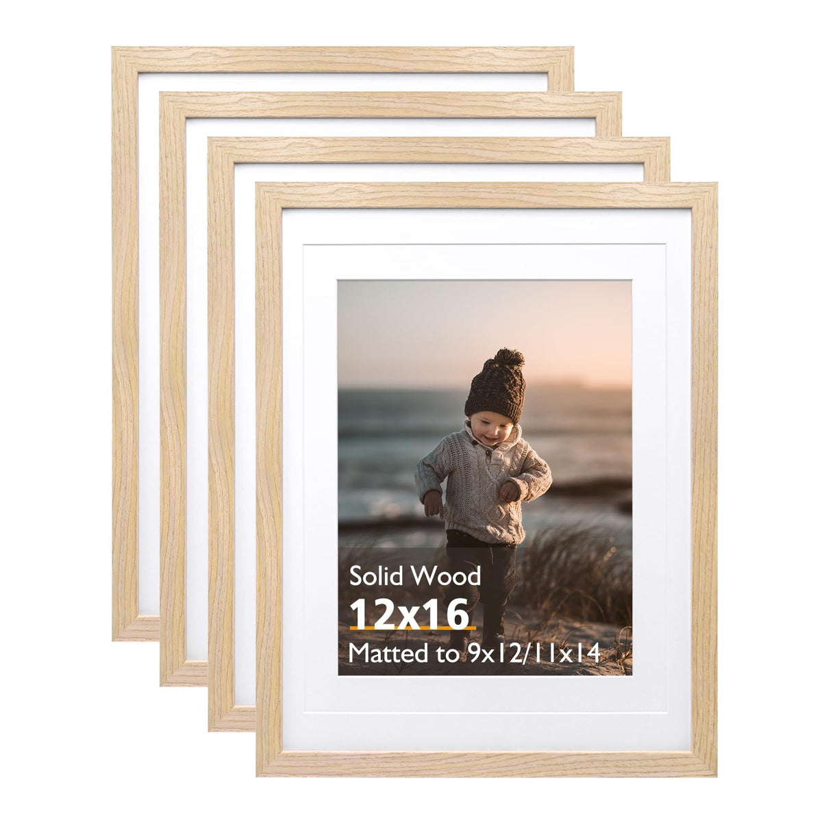 KINLINK 4x6 Frame Black, Solid Wood 4 x 6 Picture Frame with Acrylic Plexiglass for 3.5x5 with Mat, Tabletop and Wall Display Photo Frames 4x6 Black, 4 Pack