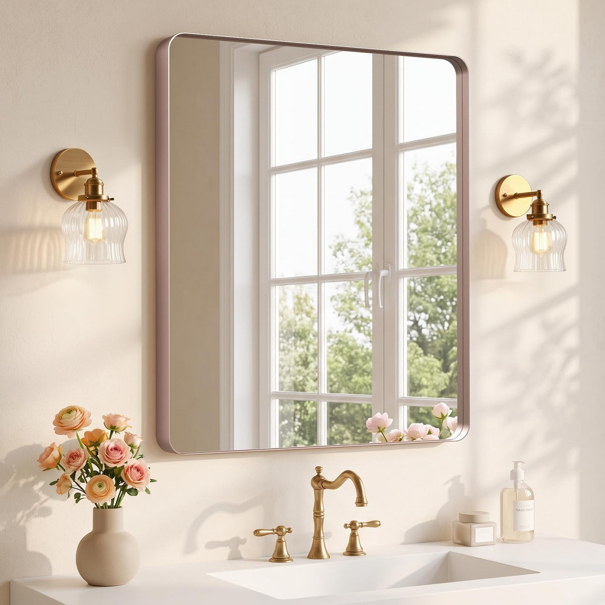 Kosmonia 20"x16" Bathroom Vanity Mirror for Wall Metal Framed Matte Black
