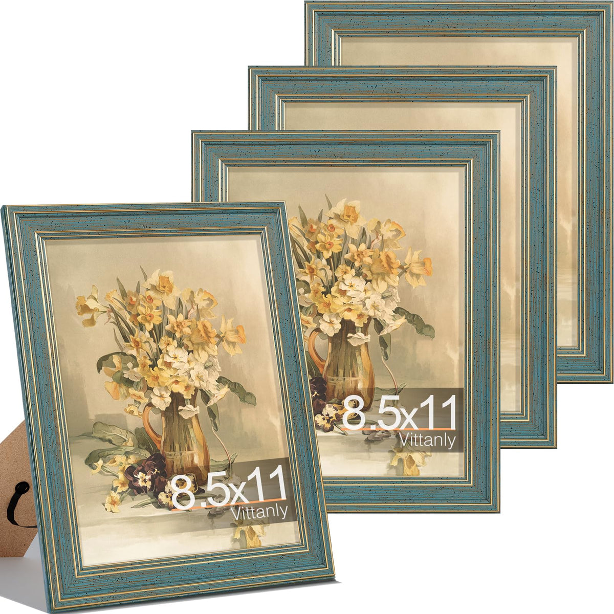 Vittanly 8x10 Picture Frames Set of 4, Vintage Photo Frames, Multicolour