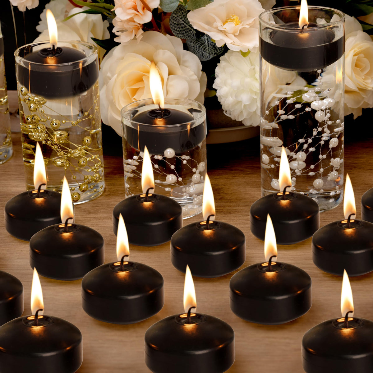 Floating Candles 2-Inch - 12 Pack White Unscented Floating Candles Smokeless Slow Burning Water Candle Set for Centerpieces Wedding Party Gifts Home Decor