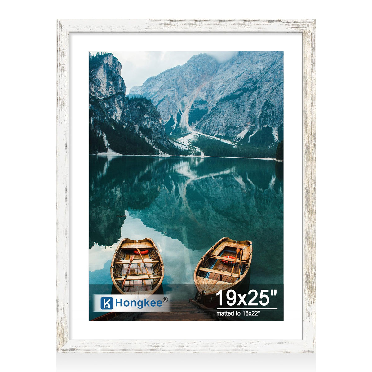 Hongkee 4x6 Picture Frame with Real Glass Wood Frame, 1 Pack (Mat 3.5x5)