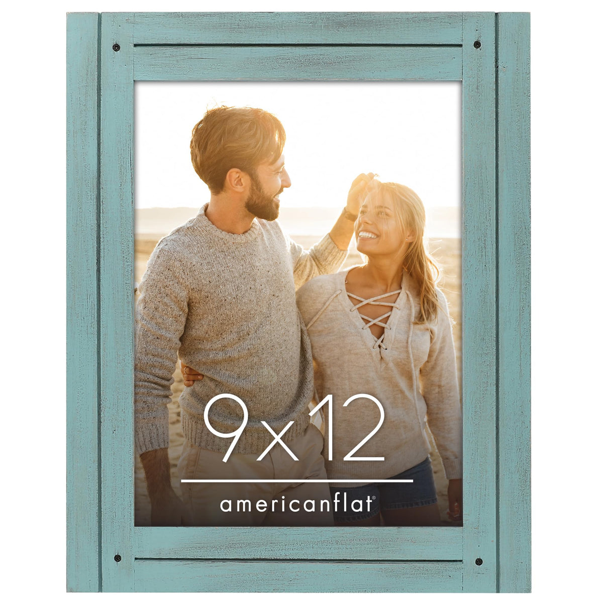 Americanflat 5x7 Picture Frame - Distressed Wood - Charcoal Black