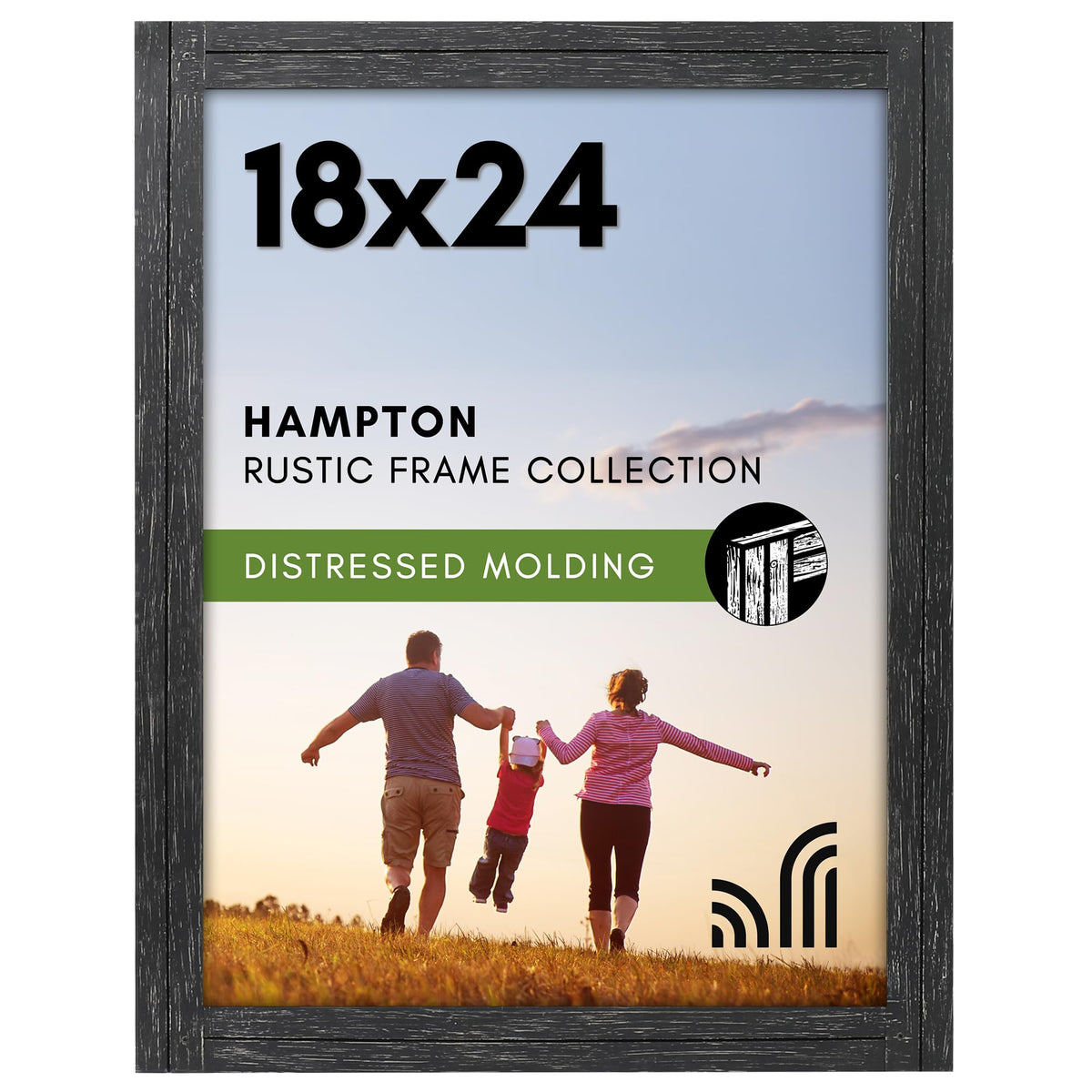 Americanflat 5x7 Picture Frame - Distressed Wood - Charcoal Black