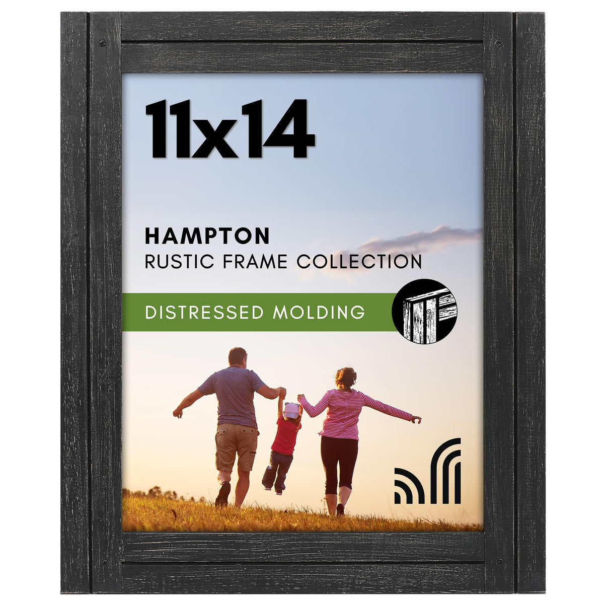 Americanflat 5x7 Picture Frame - Distressed Wood - Charcoal Black