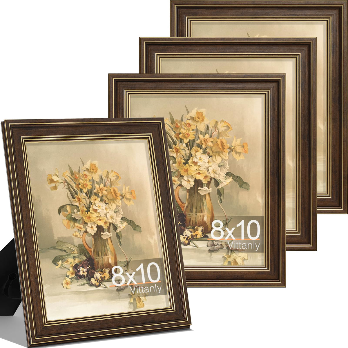 Vittanly 8x10 Picture Frames Set of 4, Vintage Photo Frames, Multicolour