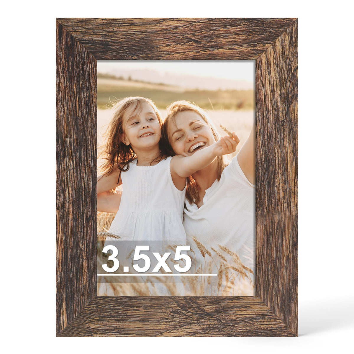 Hongkee 4x6 Picture Frame with Real Glass Wood Frame, 1 Pack (Mat 3.5x5)