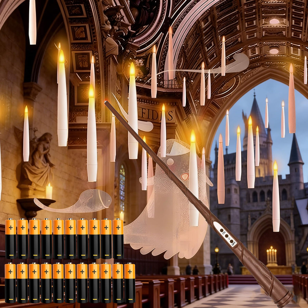 Halloween Decoration Floating Candle with Wand Magic LED Flickering-20PCs