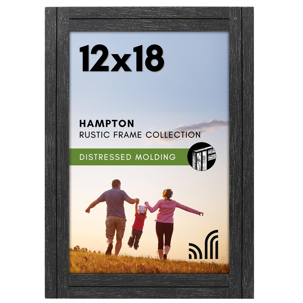 Americanflat 5x7 Picture Frame - Distressed Wood - Charcoal Black