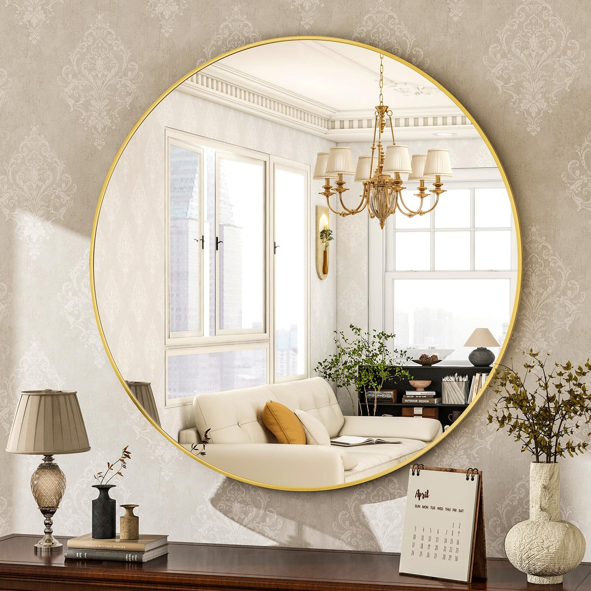 HARRITPURE Round Mirror 30 Black Wall Mounted Circle Mirrors