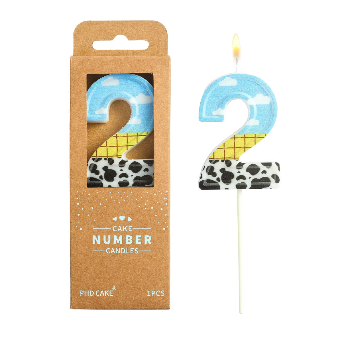 PHD CAKE 2.76 Inch Number 2 Toy Inspired Birthday Candles, Cartoon Story Number Candles, Cake Number Candles, Party Celebration, Style Candle