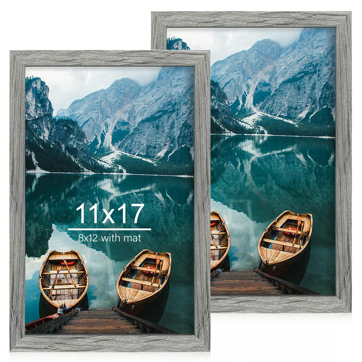 Hongkee 5x7 Picture Frame Set of 2, Made of Real Glass and Distressed White Wooden Frame - Display Pictures 4x6 with Mat or 5x7 Without Mat, 5 by 7 Photo Frame for Wall or Tabletop Display