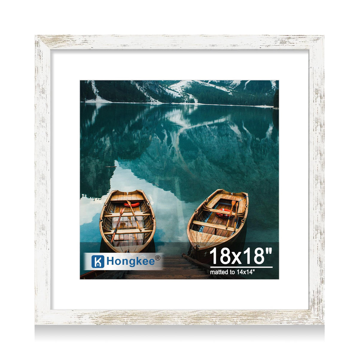 Hongkee 4x6 Picture Frame with Real Glass Wood Frame, 1 Pack (Mat 3.5x5)