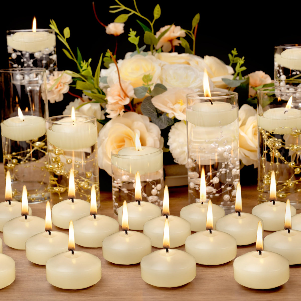 Floating Candles 2-Inch - 12 Pack White Unscented Floating Candles Smokeless Slow Burning Water Candle Set for Centerpieces Wedding Party Gifts Home Decor