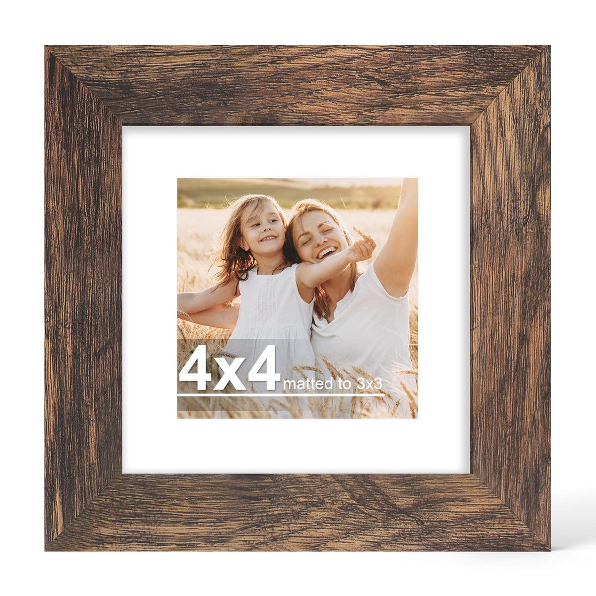 Hongkee 4x6 Picture Frame with Real Glass Wood Frame, 1 Pack (Mat 3.5x5)
