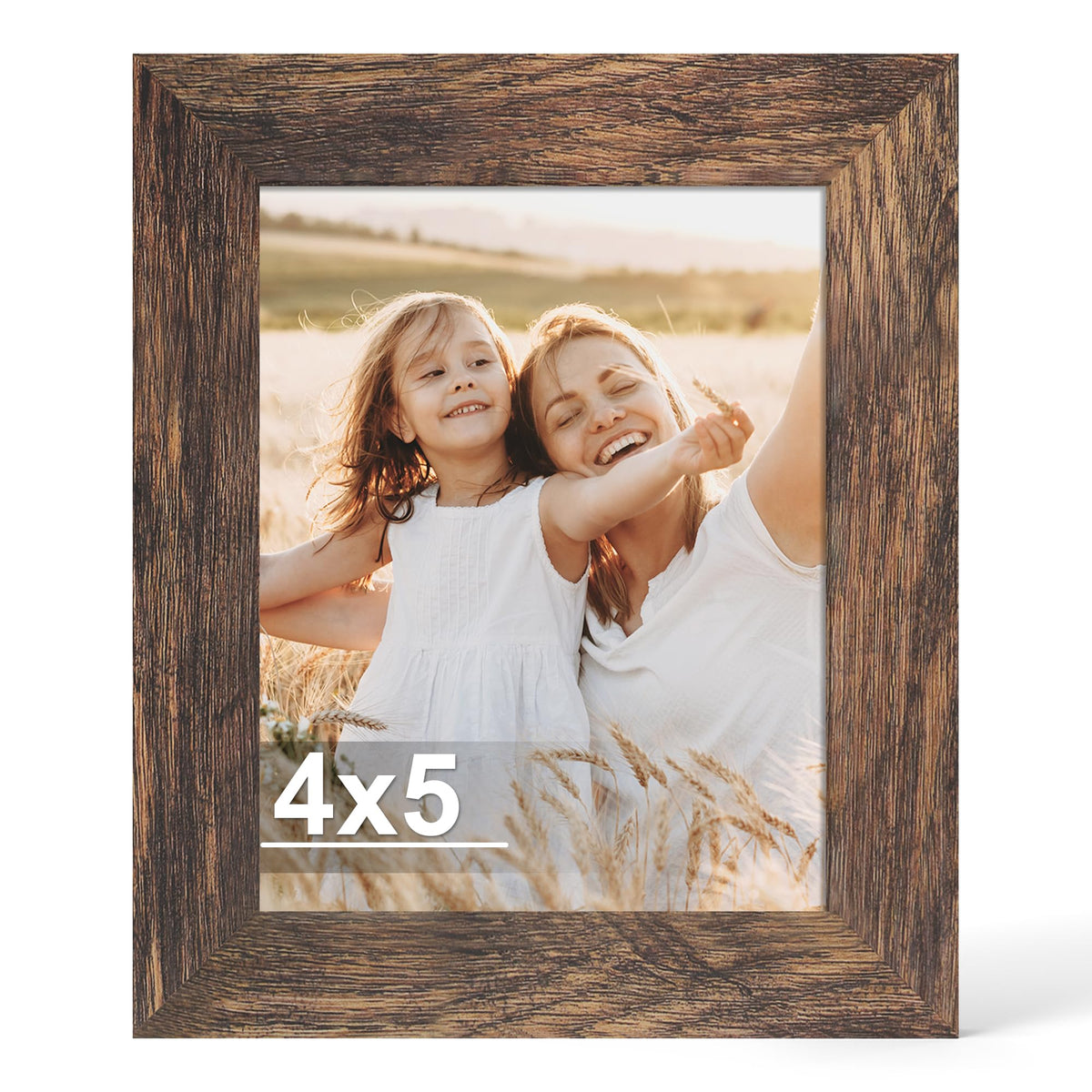 Hongkee 4x6 Picture Frame with Real Glass Wood Frame, 1 Pack (Mat 3.5x5)