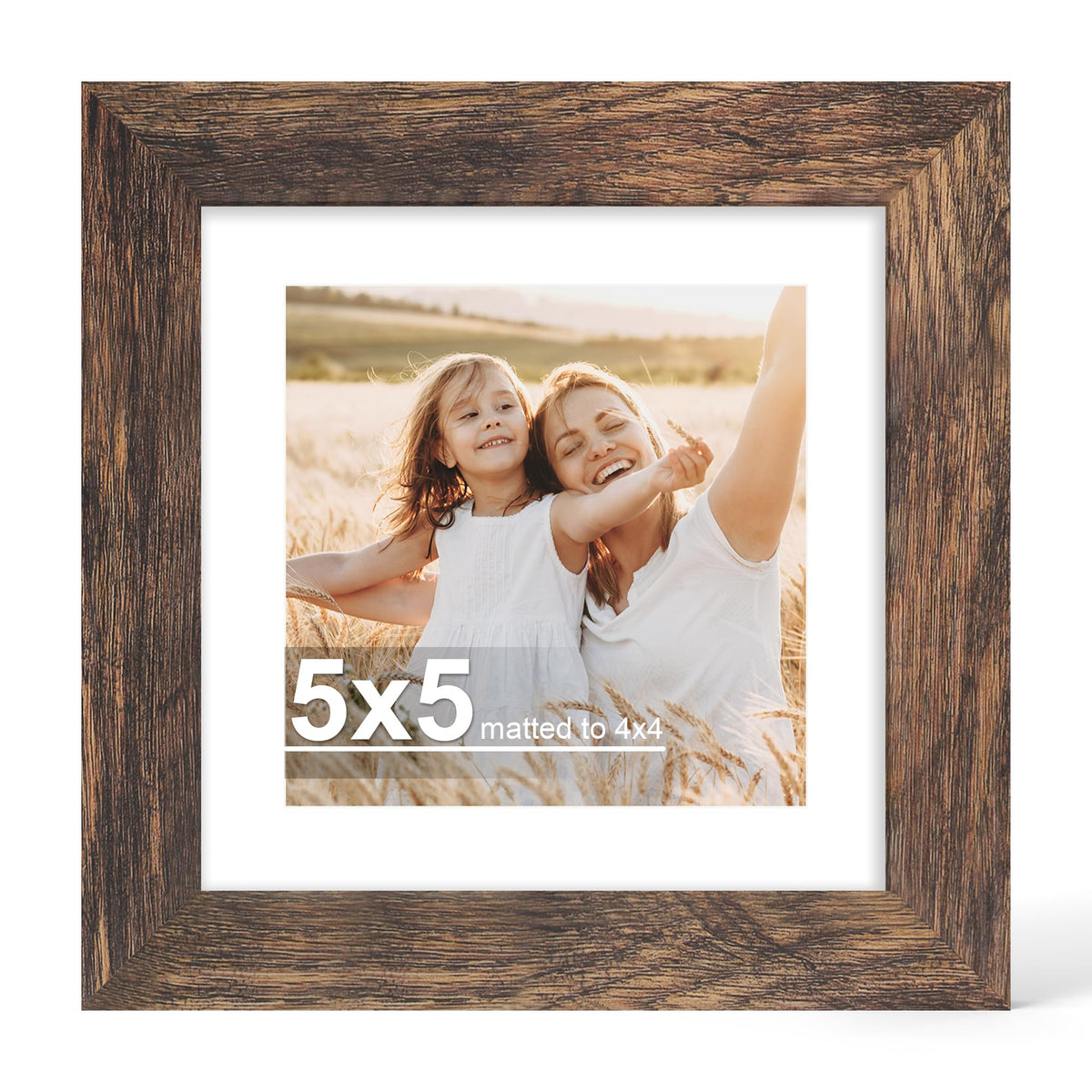 Hongkee 4x6 Picture Frame with Real Glass Wood Frame, 1 Pack (Mat 3.5x5)