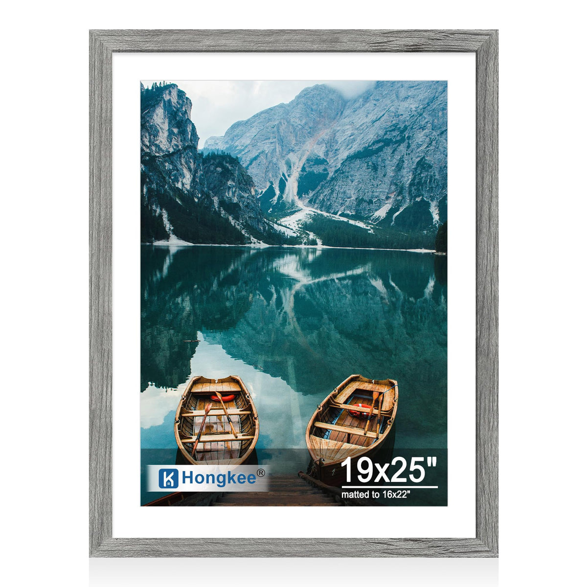 Hongkee 4x6 Picture Frame with Real Glass Wood Frame, 1 Pack (Mat 3.5x5)