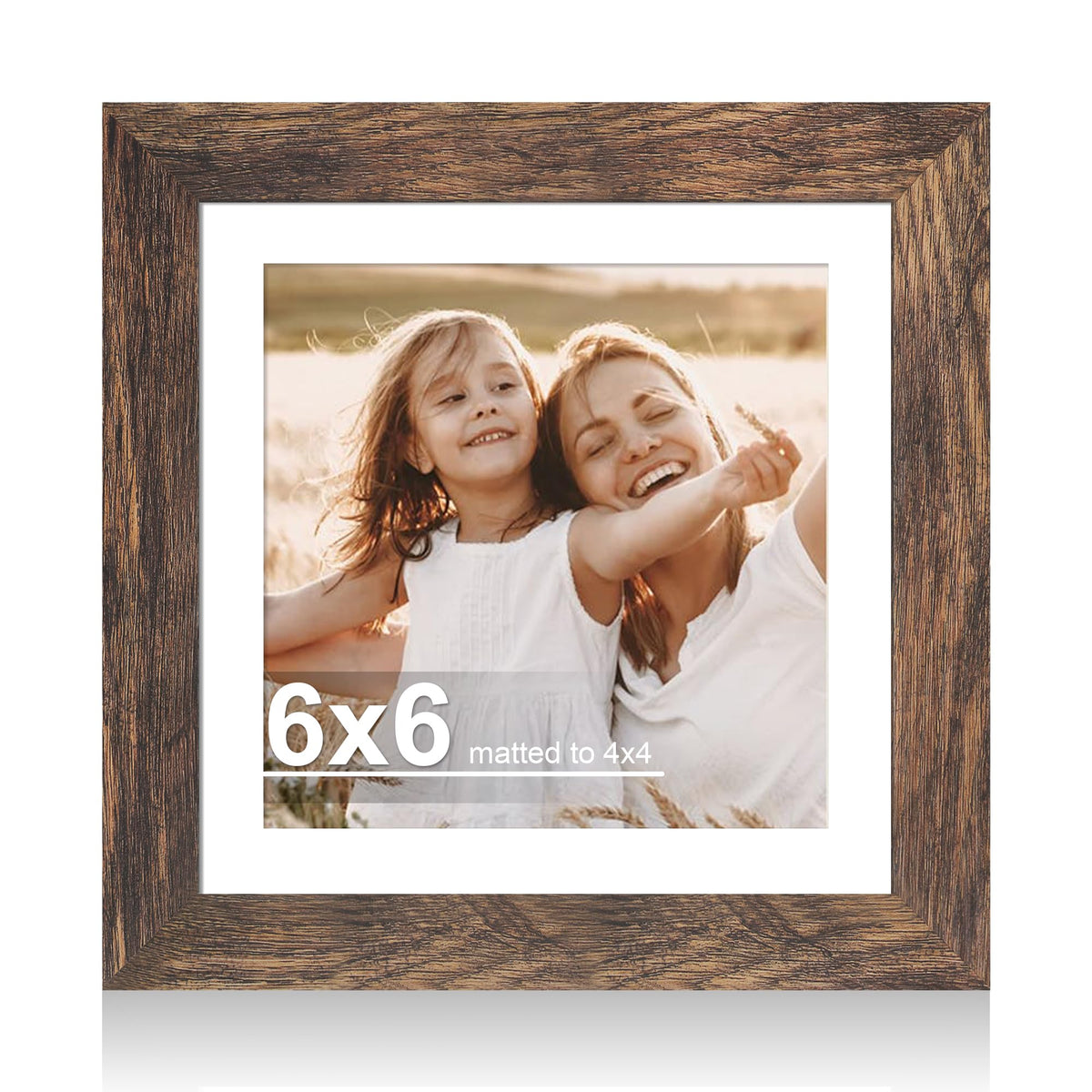 Hongkee 4x6 Picture Frame with Real Glass Wood Frame, 1 Pack (Mat 3.5x5)
