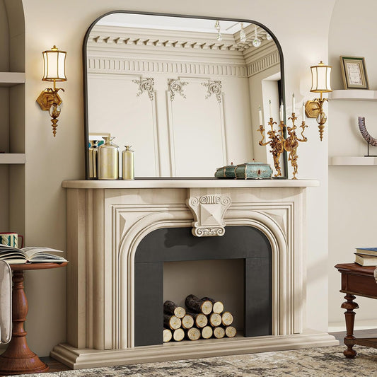 Black Arched Top Wall Mounted Mirror 38"x30"