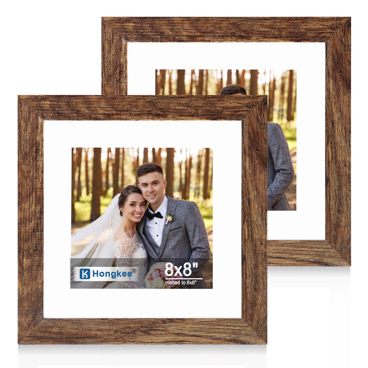 Hongkee 5x7 Picture Frame Set of 2, Made of Real Glass and Distressed White Wooden Frame - Display Pictures 4x6 with Mat or 5x7 Without Mat, 5 by 7 Photo Frame for Wall or Tabletop Display