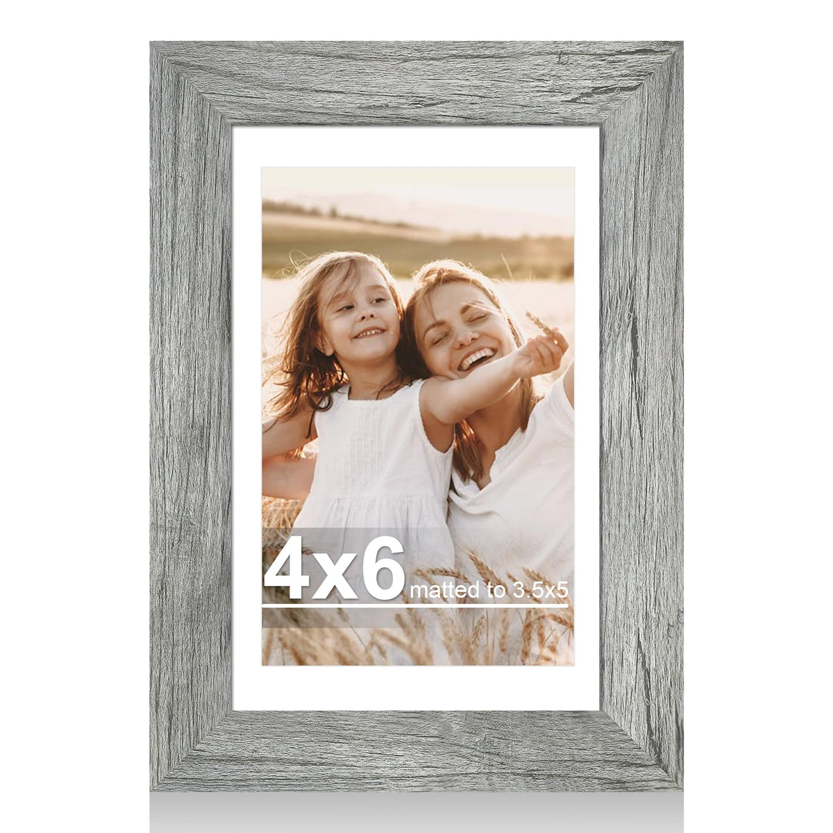 Hongkee 4x6 Picture Frame with Real Glass Wood Frame, 1 Pack (Mat 3.5x5)