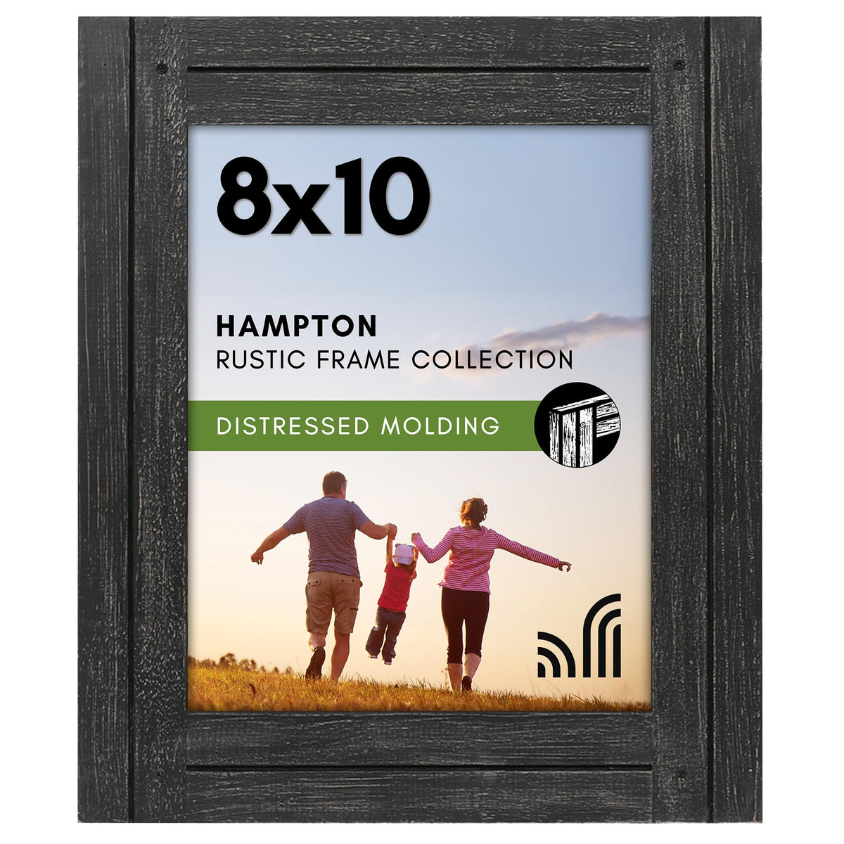 Americanflat 5x7 Picture Frame - Distressed Wood - Charcoal Black