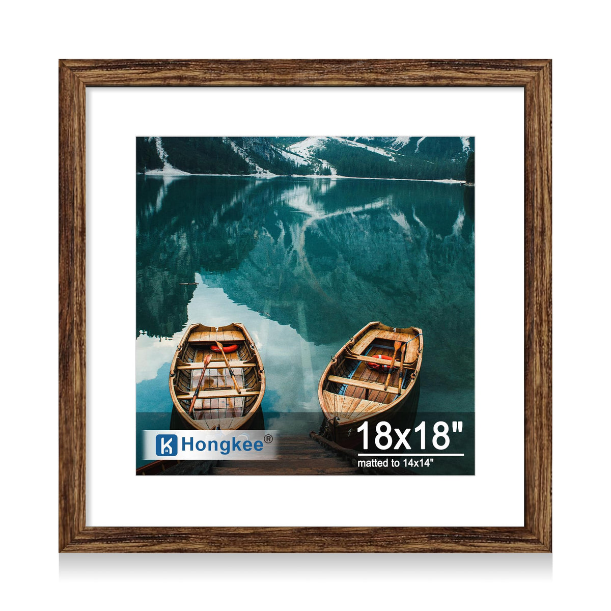 Hongkee 4x6 Picture Frame with Real Glass Wood Frame, 1 Pack (Mat 3.5x5)
