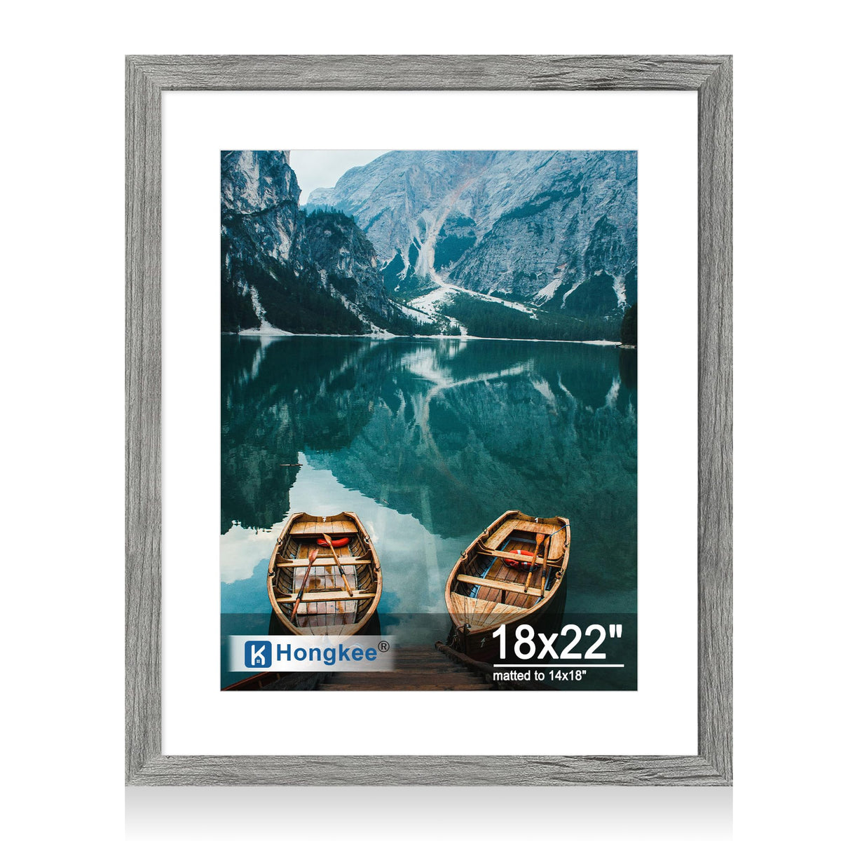 Hongkee 4x6 Picture Frame with Real Glass Wood Frame, 1 Pack (Mat 3.5x5)