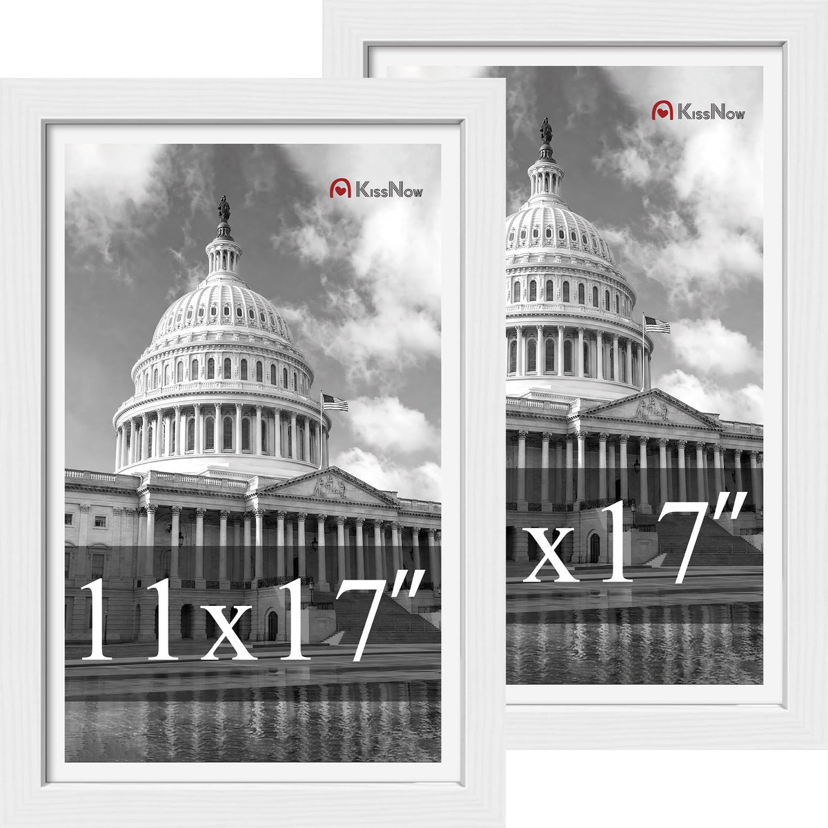 8x10 Picture Frame 4 Pack, Black Solid Wood, Wall or Tabletop
