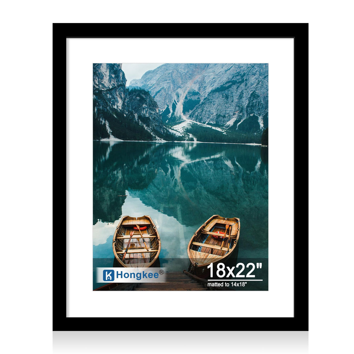 Hongkee 4x6 Picture Frame with Real Glass Wood Frame, 1 Pack (Mat 3.5x5)