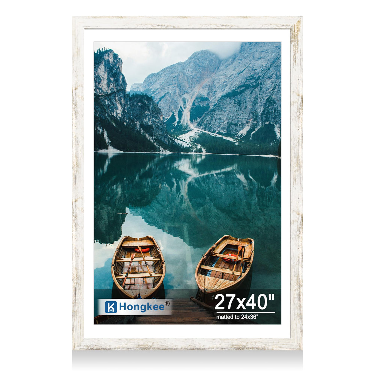 Hongkee 4x6 Picture Frame with Real Glass Wood Frame, 1 Pack (Mat 3.5x5)