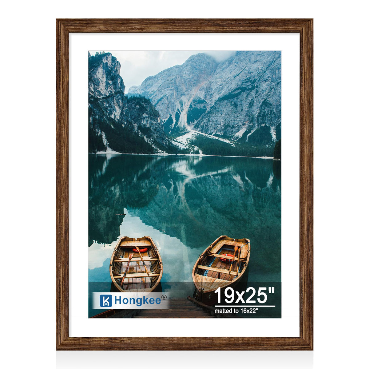 Hongkee 4x6 Picture Frame with Real Glass Wood Frame, 1 Pack (Mat 3.5x5)