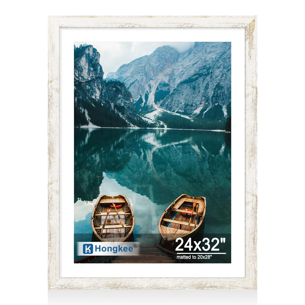 Hongkee 4x6 Picture Frame with Real Glass Wood Frame, 1 Pack (Mat 3.5x5)
