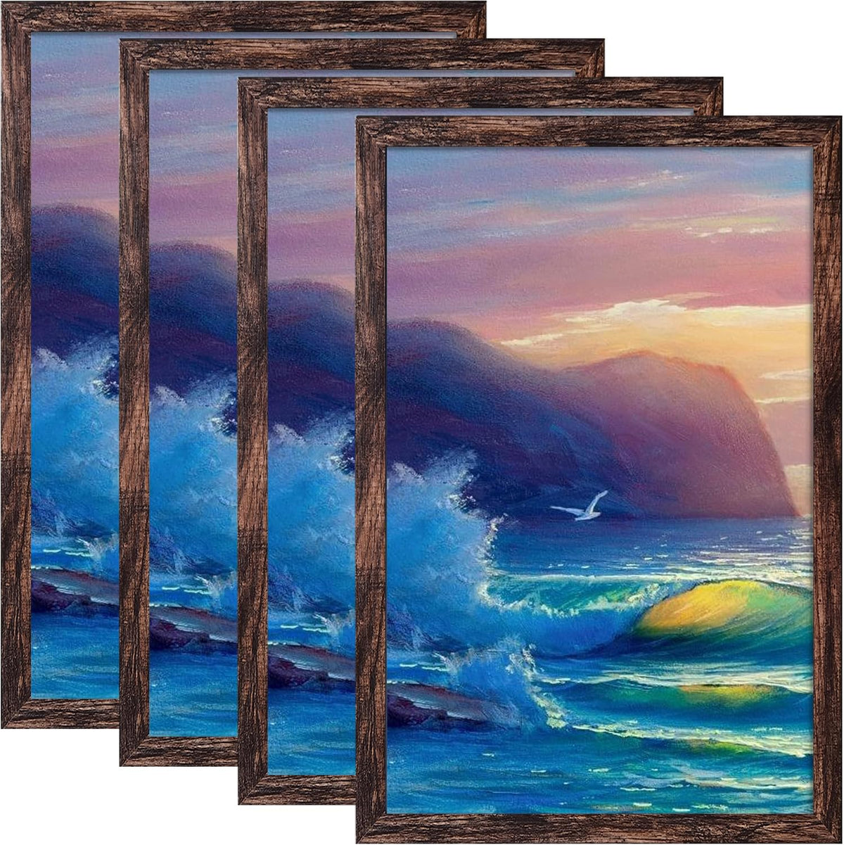 SESEAT 8x10 Picture Frames Rustic Brown with Mat Photo Frames 4 Packs for Tabletop or Wall