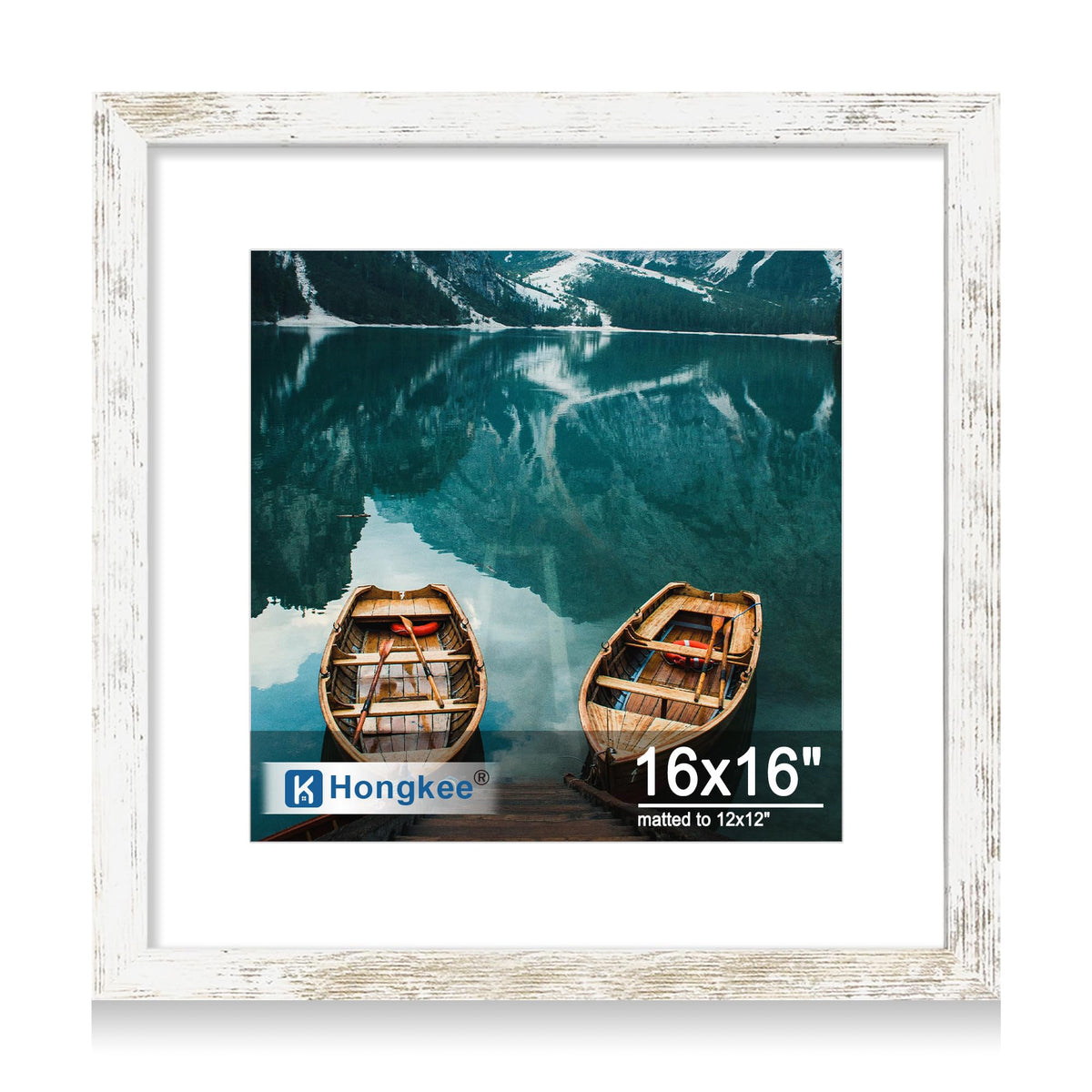 Hongkee 4x6 Picture Frame with Real Glass Wood Frame, 1 Pack (Mat 3.5x5)