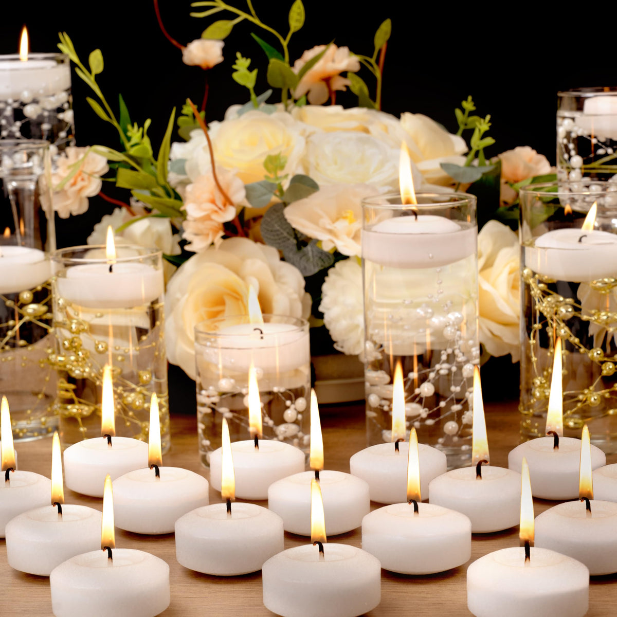 Floating Candles 2-Inch - 12 Pack White Unscented Floating Candles Smokeless Slow Burning Water Candle Set for Centerpieces Wedding Party Gifts Home Decor