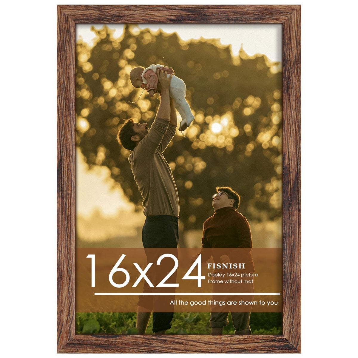 12x16 Picture Frame Brown, Classic Poster Frame for Wall Mounting