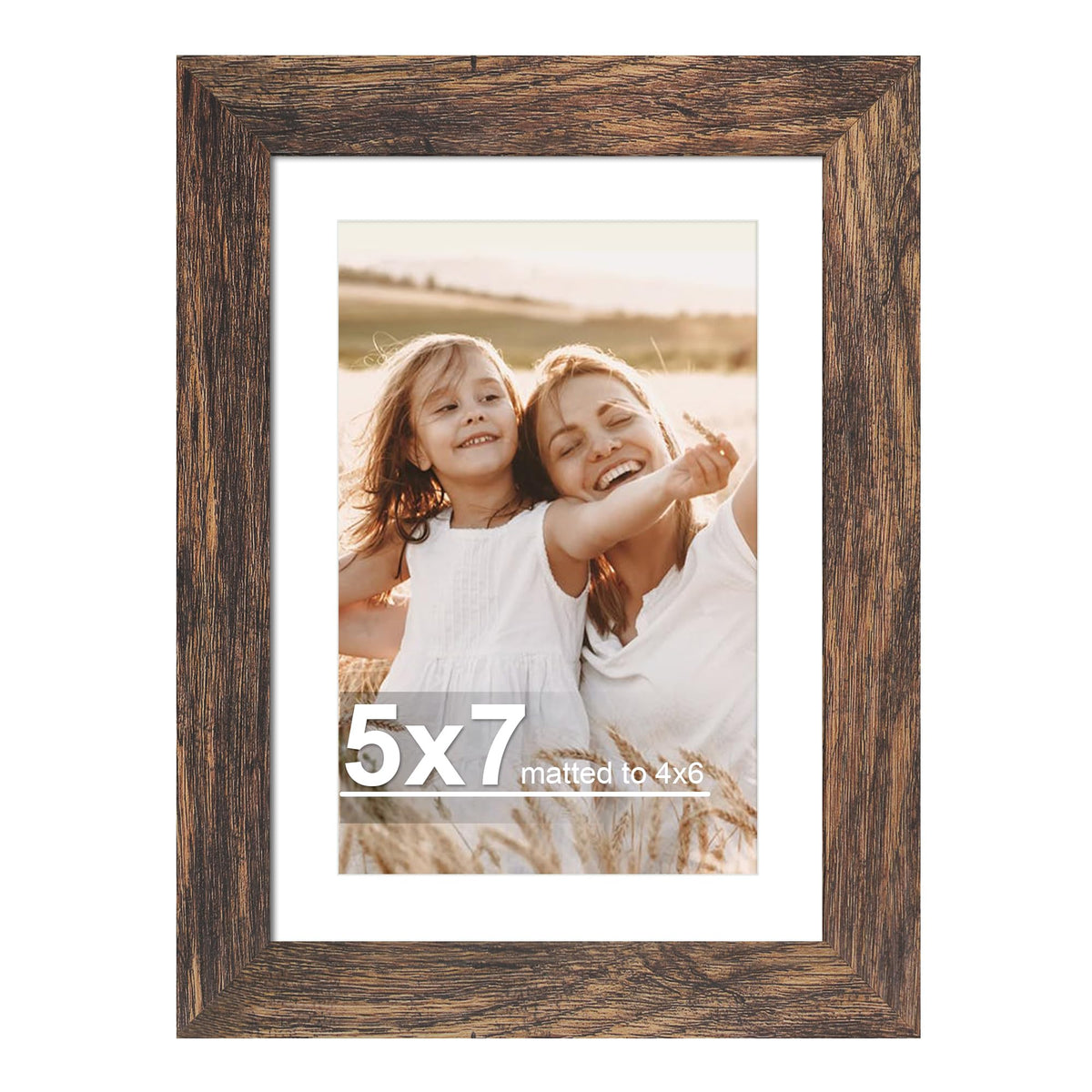Hongkee 4x6 Picture Frame with Real Glass Wood Frame, 1 Pack (Mat 3.5x5)