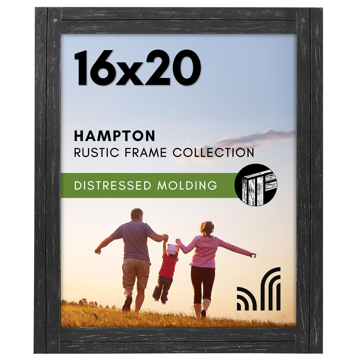 Americanflat 5x7 Picture Frame - Distressed Wood - Charcoal Black