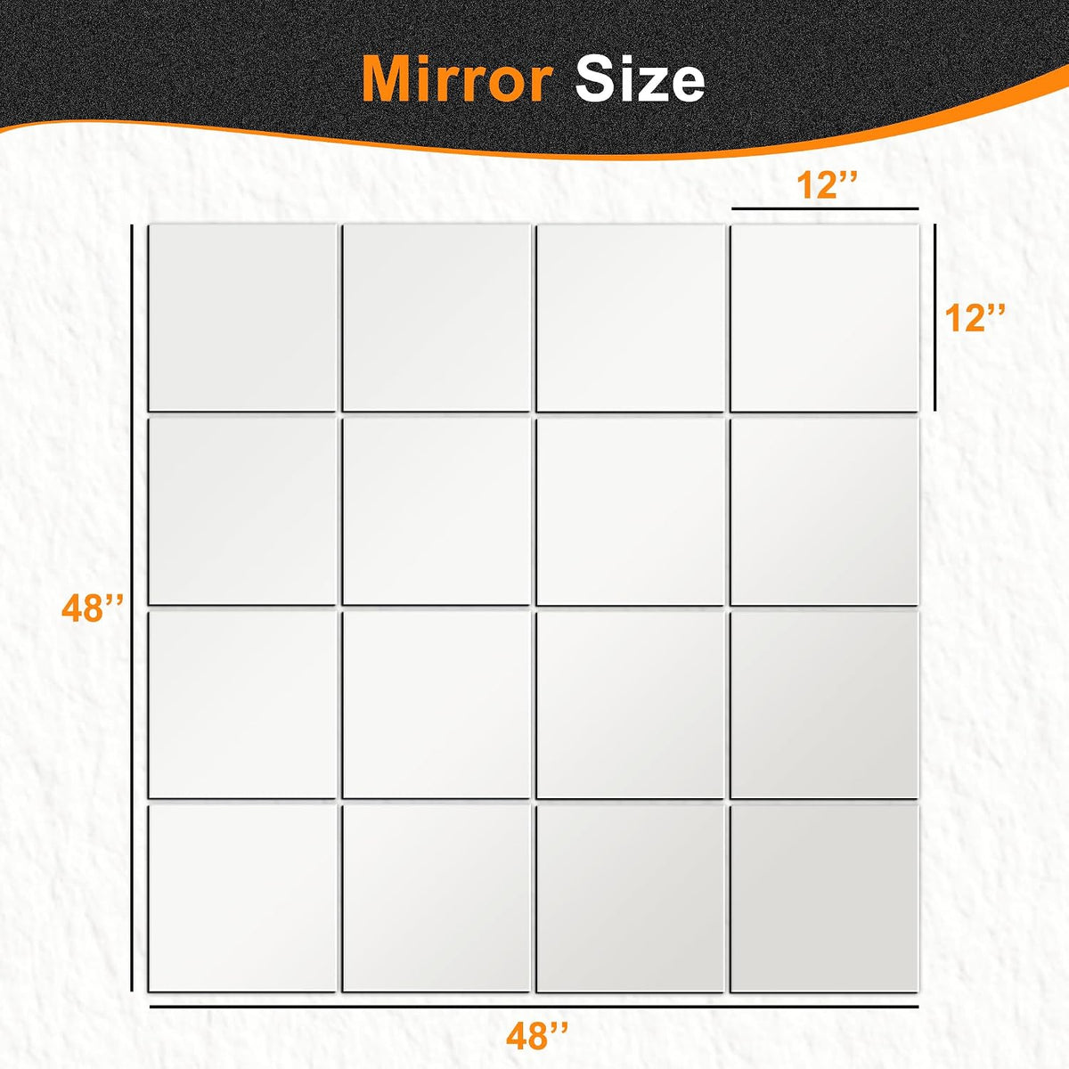 Delma Home Gym Mirrors, 12'' x 12'' Glass Mirror Tiles, 16 PCS